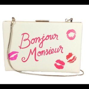NWT KATE SPADE EMMANUEL BOOK CLUTCH BONJOUR MONSIEUR HANDBAG NEW